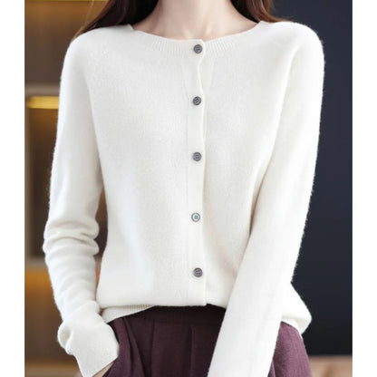 Women's Button-Up V-Neck Cashmere Knit Cardigan - Variant Style 11 | Lavisa