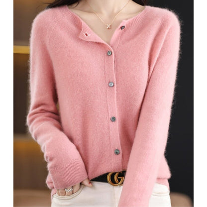 Women's Button-Up V-Neck Cashmere Knit Cardigan - Variant Style 8 | Lavisa