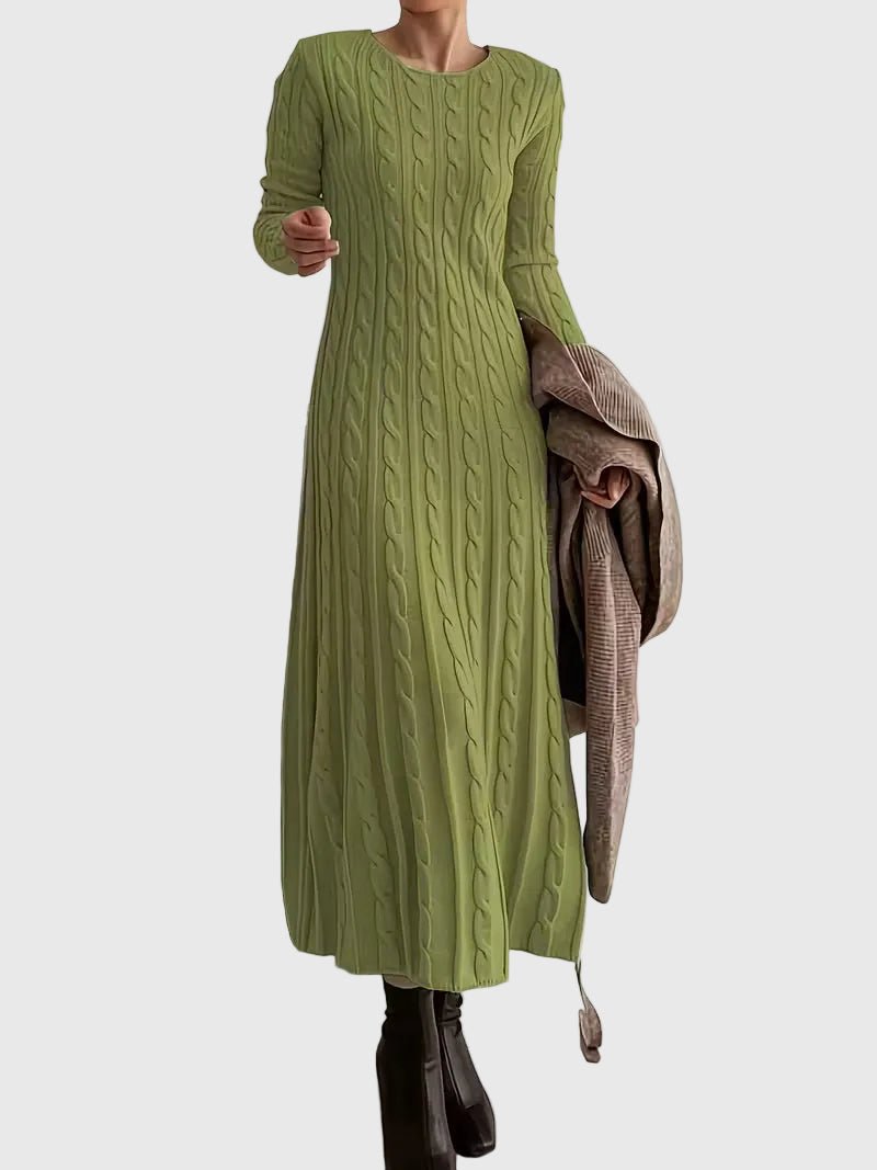 Women's Cable-Knit Long-Sleeve Maxi Jumper Dress - Side Angle | Lavisa