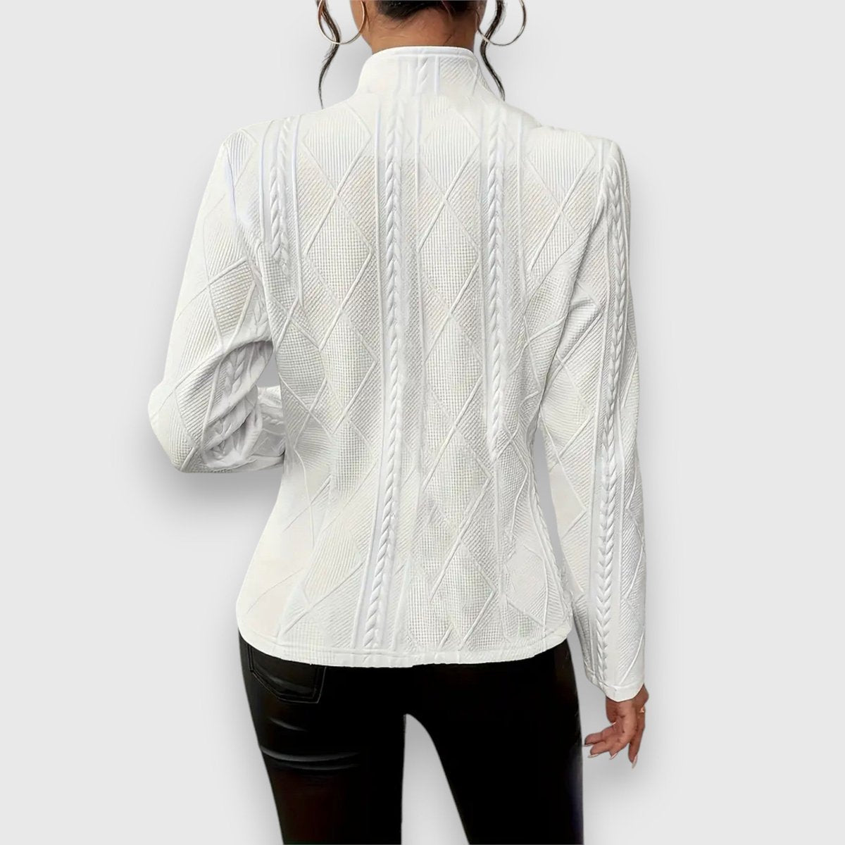 Lavisa - Women's Cable-Knit Mock-Neck Long-Sleeve Fitted Jumper