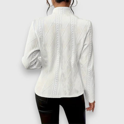 Lavisa - Women's Cable-Knit Mock-Neck Long-Sleeve Fitted Jumper