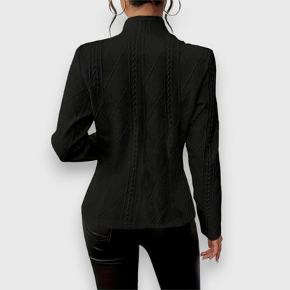Lavisa - Women's Cable-Knit Mock-Neck Long-Sleeve Fitted Jumper