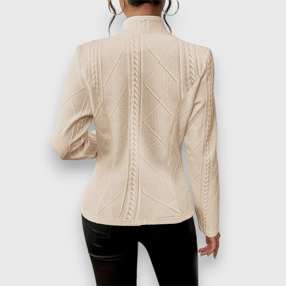 Lavisa - Women's Cable-Knit Mock-Neck Long-Sleeve Fitted Jumper