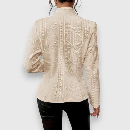 Lavisa - Women's Cable-Knit Mock-Neck Long-Sleeve Fitted Jumper