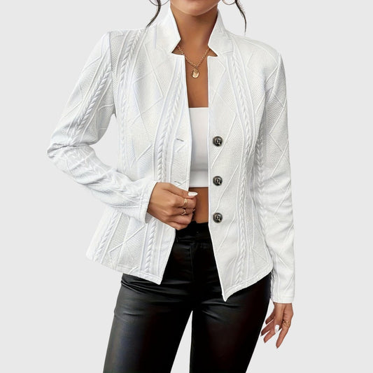 Lavisa - Women's Cable-Knit Textured Button-Front Tailored Blazer Jacket