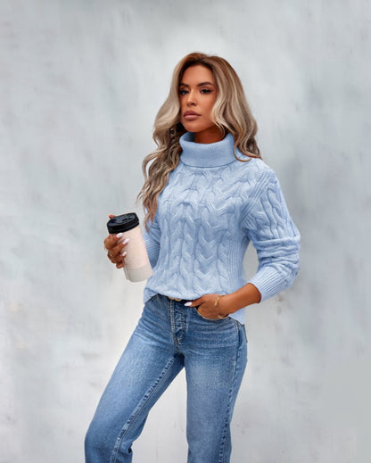 Lavisa - Women's Cable-Knit Turtleneck Sweater