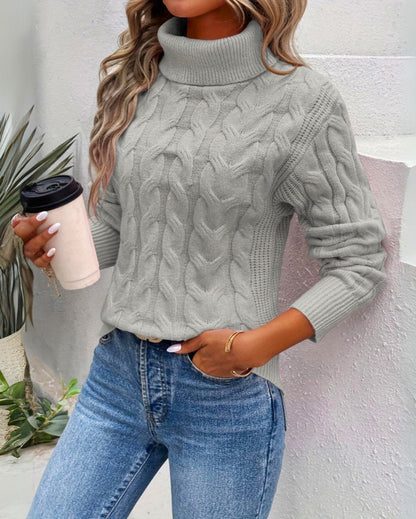 Lavisa - Women's Cable-Knit Turtleneck Sweater