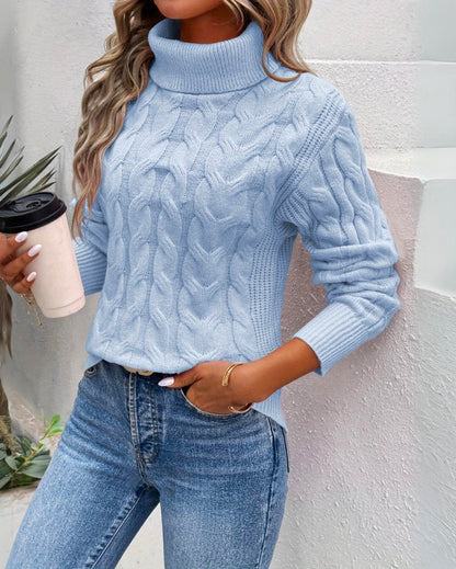 Lavisa - Women's Cable-Knit Turtleneck Sweater