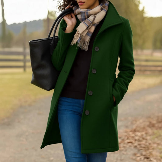 Lavisa - Women's Classic Mid-Length Stand Collar Coat