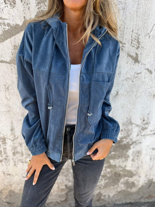 Lavisa - Womens Oversized Corduroy Hooded Jacket