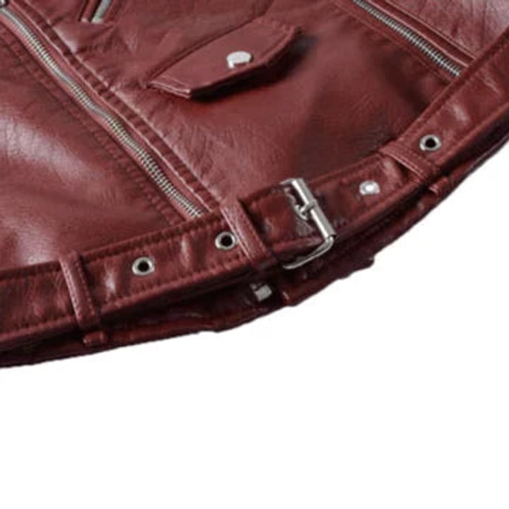 Women's Cropped Biker Faux Leather Jacket Zip-Up - Variant Style 8 | Lavisa