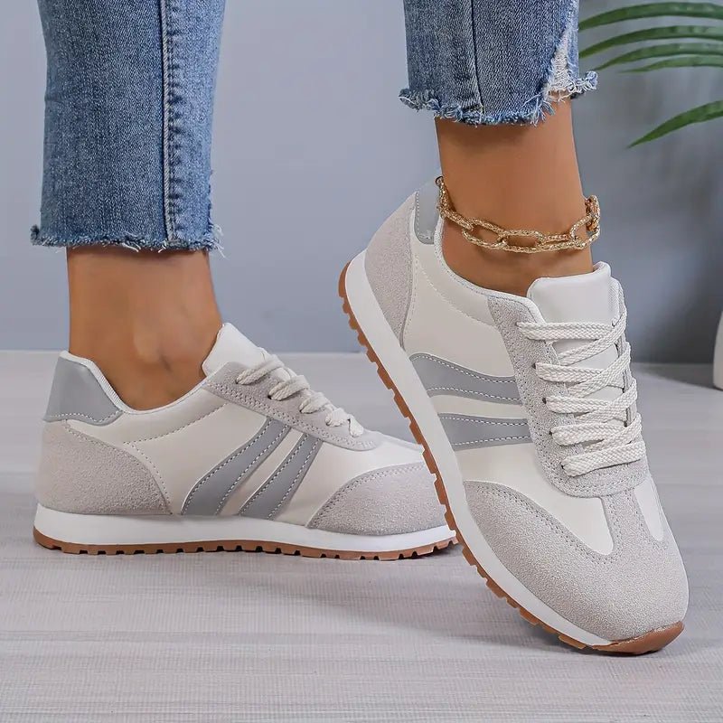 Women's Cushioned Lace-Up Colour-Block Everyday Trainers - Front View | Lavisa