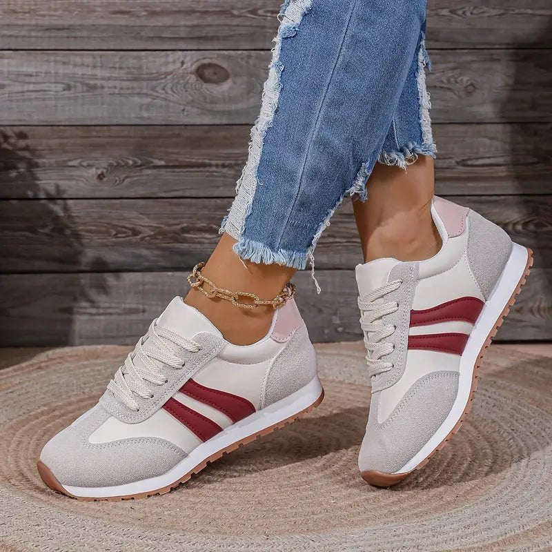 Women's Cushioned Lace-Up Colour-Block Everyday Trainers - Side Angle | Lavisa