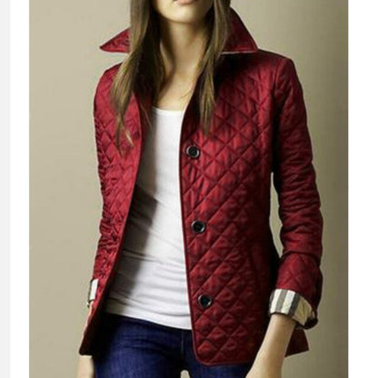 Women's Diamond-Quilted Button-Through Tailored Jacket - Side Angle | Lavisa