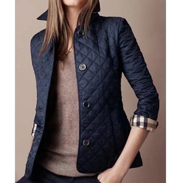 Women's Diamond-Quilted Button-Through Tailored Jacket - Back View | Lavisa