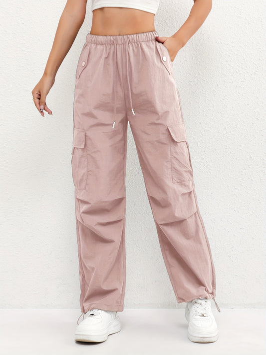 Lavisa - Womens Cargo Drawstring Casual Pants Loose Fit Elastic Waist Trouser