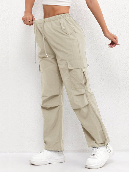 Womens Cargo Drawstring Casual Pants Loose Fit Elastic Waist Trouser - Variant Style 8 | Lavisa