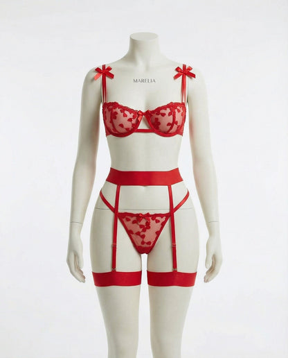 Women's Embroidered Mesh Four-Piece Lingerie Set - Variant Style 13 | Lavisa