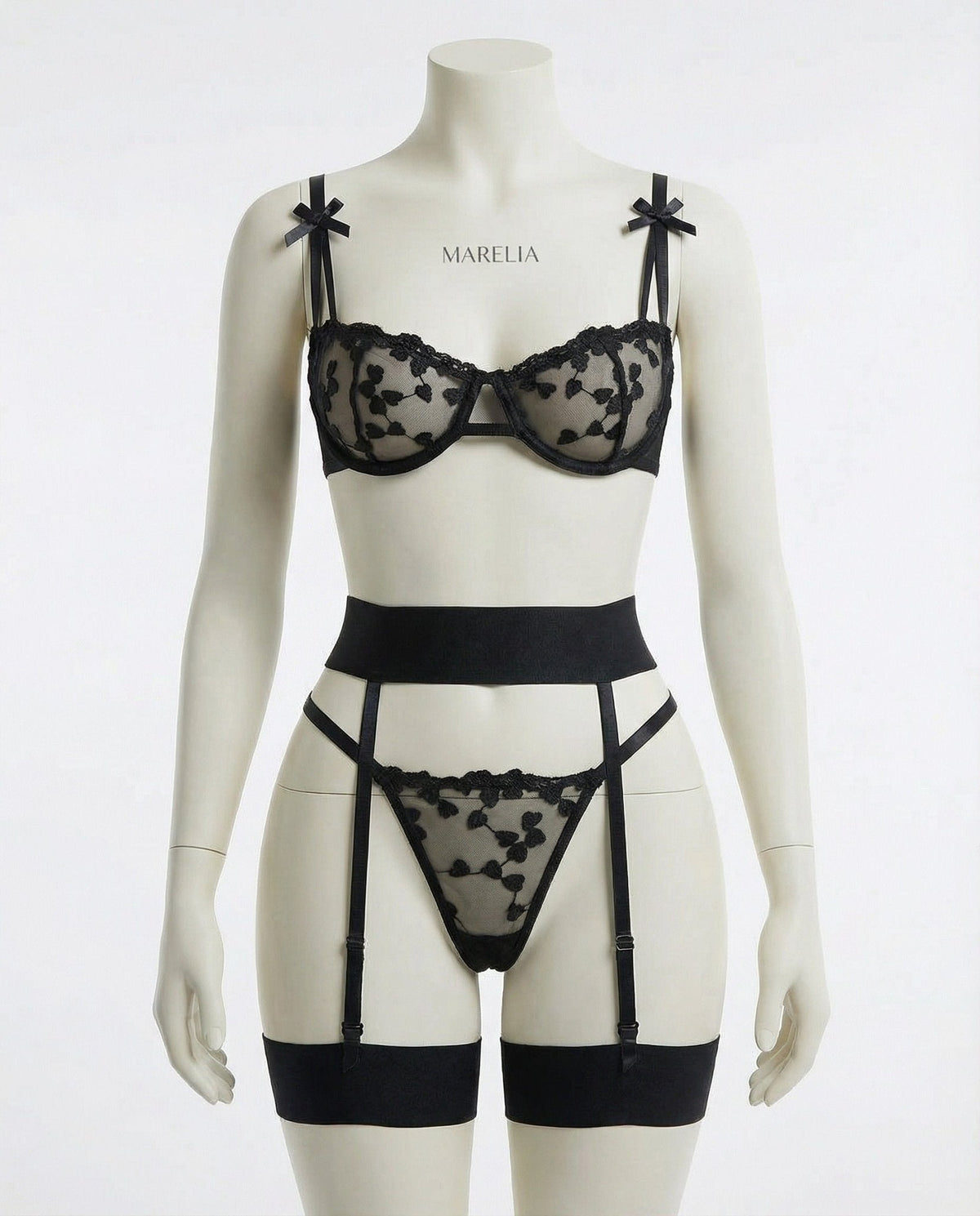 Women's Embroidered Mesh Four-Piece Lingerie Set - Variant Style 19 | Lavisa