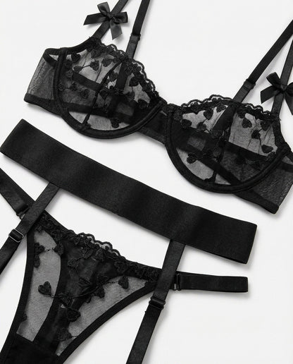 Women's Embroidered Mesh Four-Piece Lingerie Set - Variant Style 20 | Lavisa
