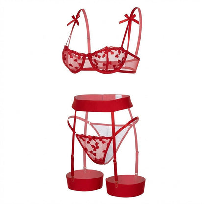 Women's Embroidered Mesh Four-Piece Lingerie Set - Variant Style 9 | Lavisa