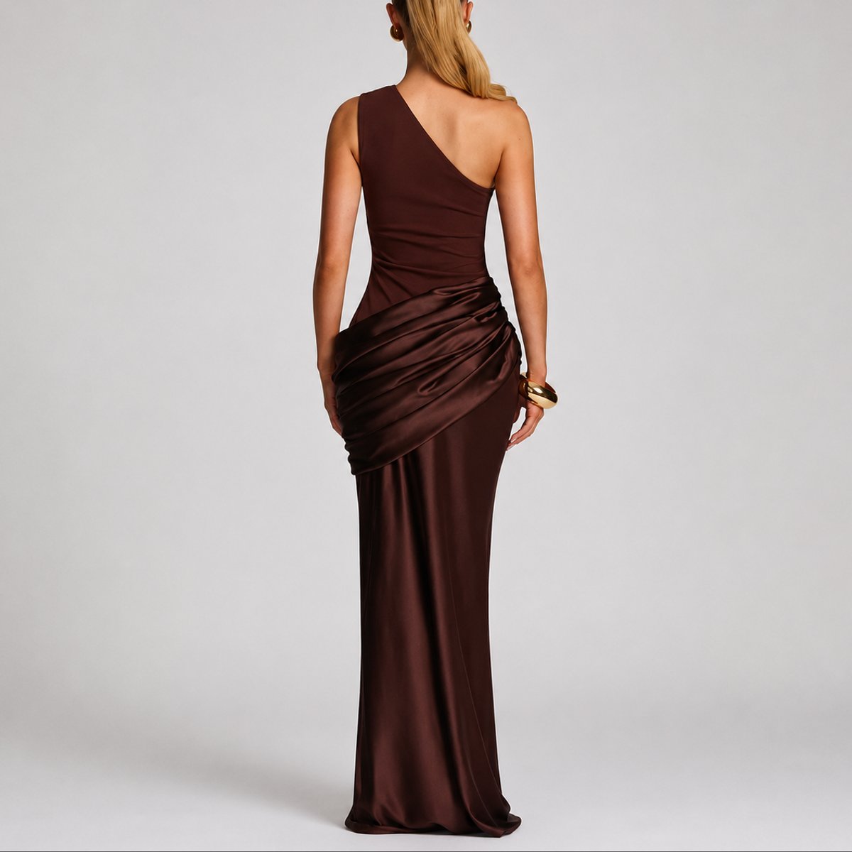 Women's Fall Wedding Guest Dresses One Shoulder Satin Maxi Gown - Variant Style 10 | Lavisa