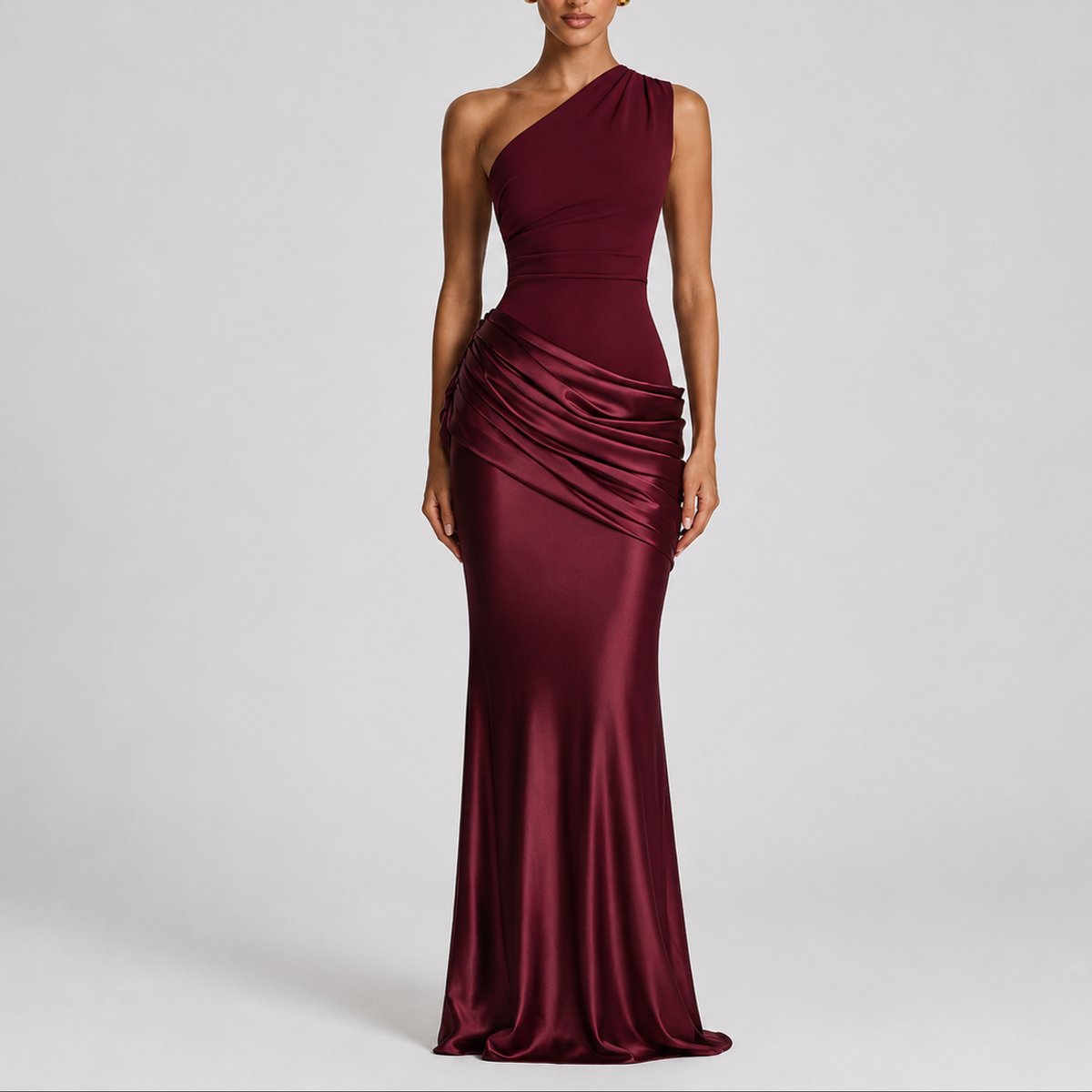 Women's Fall Wedding Guest Dresses One Shoulder Satin Maxi Gown - Variant Style 11 | Lavisa