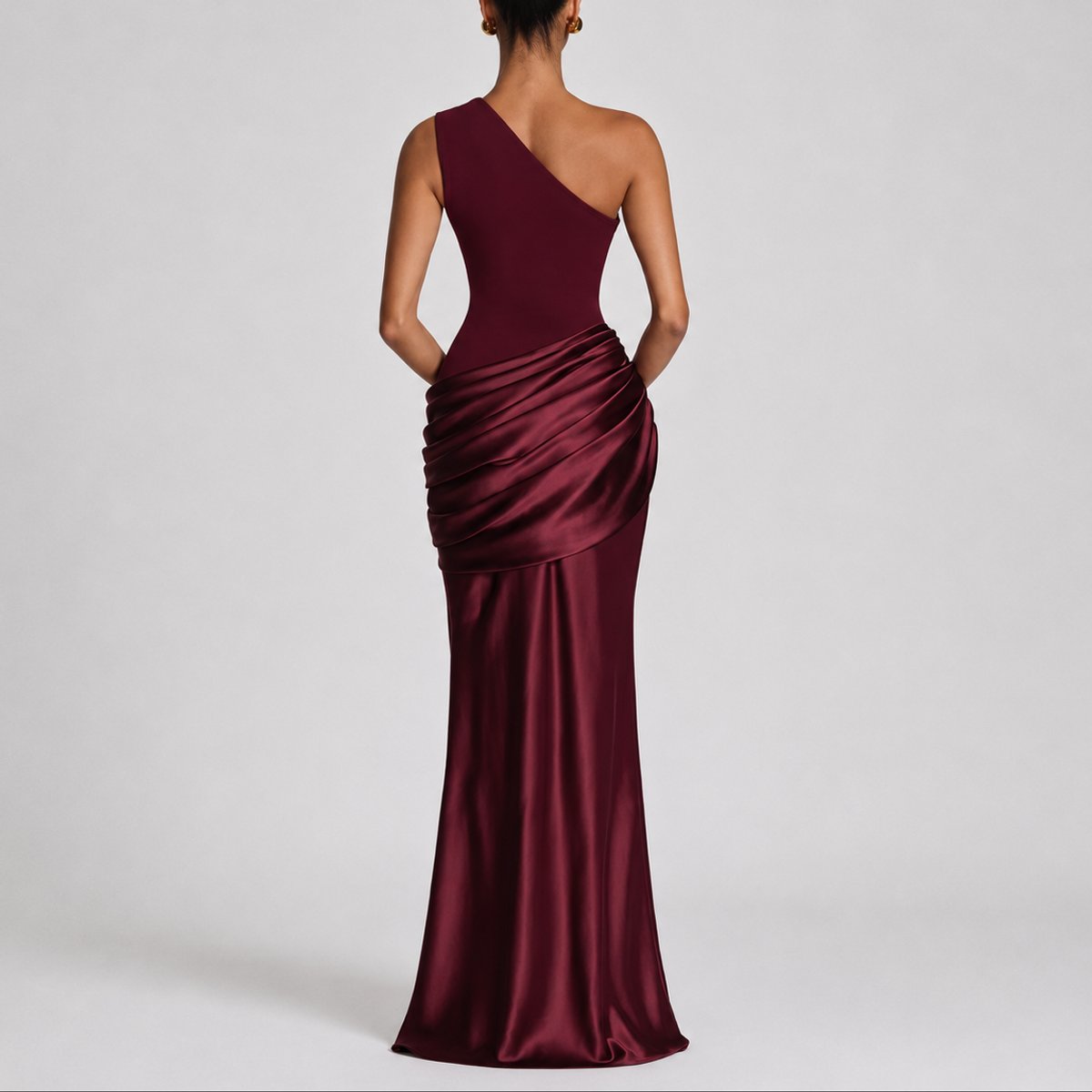 Women's Fall Wedding Guest Dresses One Shoulder Satin Maxi Gown - Variant Style 12 | Lavisa