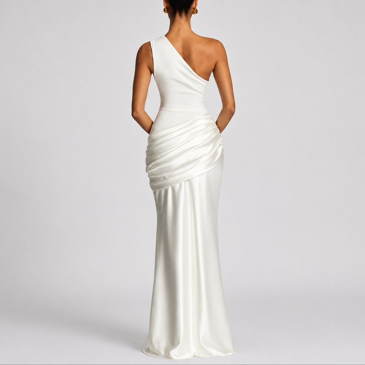Women's Fall Wedding Guest Dresses One Shoulder Satin Maxi Gown - Variant Style 8 | Lavisa