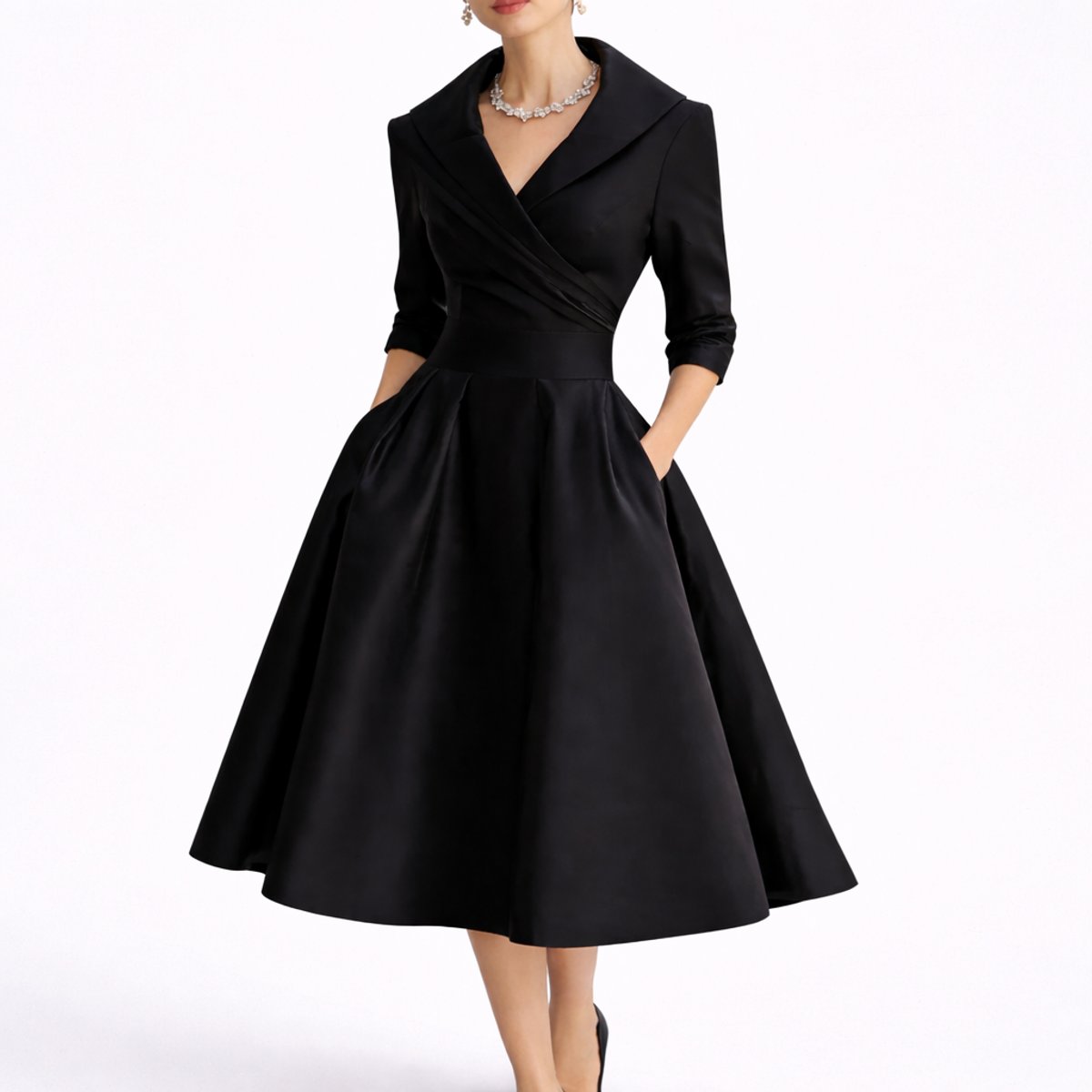 Lavisa - Women's Fall Wedding Guest Dresses Structured A-Line Midi Dress
