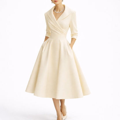 Lavisa - Women's Fall Wedding Guest Dresses Structured A-Line Midi Dress