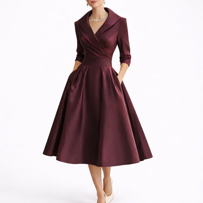 Lavisa - Women's Fall Wedding Guest Dresses Structured A-Line Midi Dress