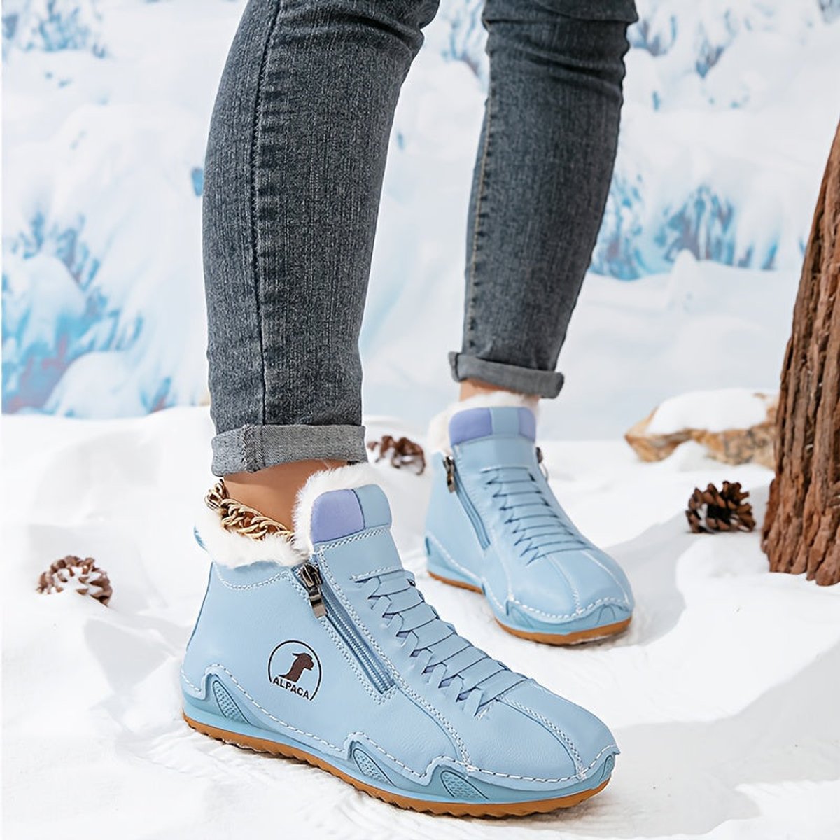 Lavisa - Women's Faux Fur-Lined Lace-Up Winter Ankle Boots