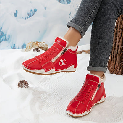 Lavisa - Women's Faux Fur-Lined Lace-Up Winter Ankle Boots