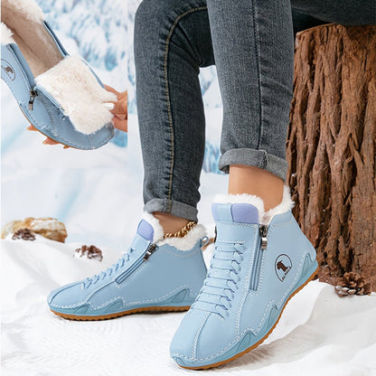 Lavisa - Women's Faux Fur-Lined Lace-Up Winter Ankle Boots