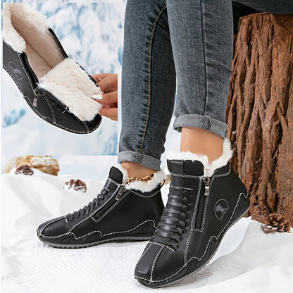 Lavisa - Women's Faux Fur-Lined Lace-Up Winter Ankle Boots