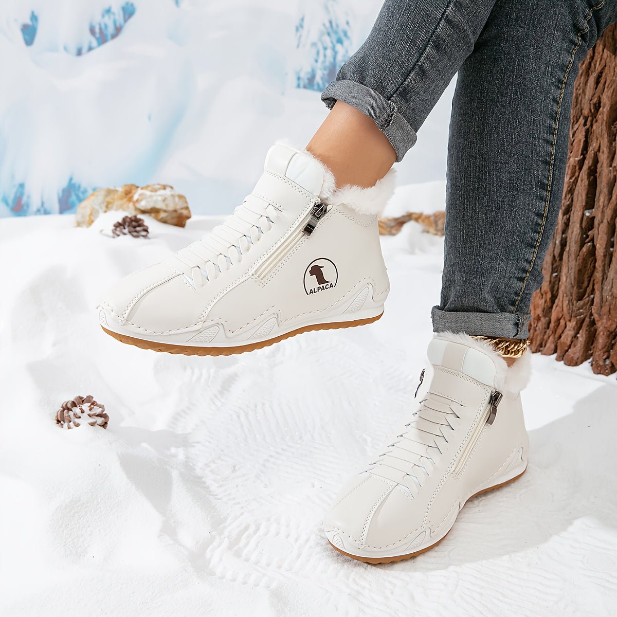 Lavisa - Women's Faux Fur-Lined Lace-Up Winter Ankle Boots