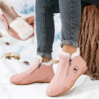 Lavisa - Women's Faux Fur-Lined Lace-Up Winter Ankle Boots