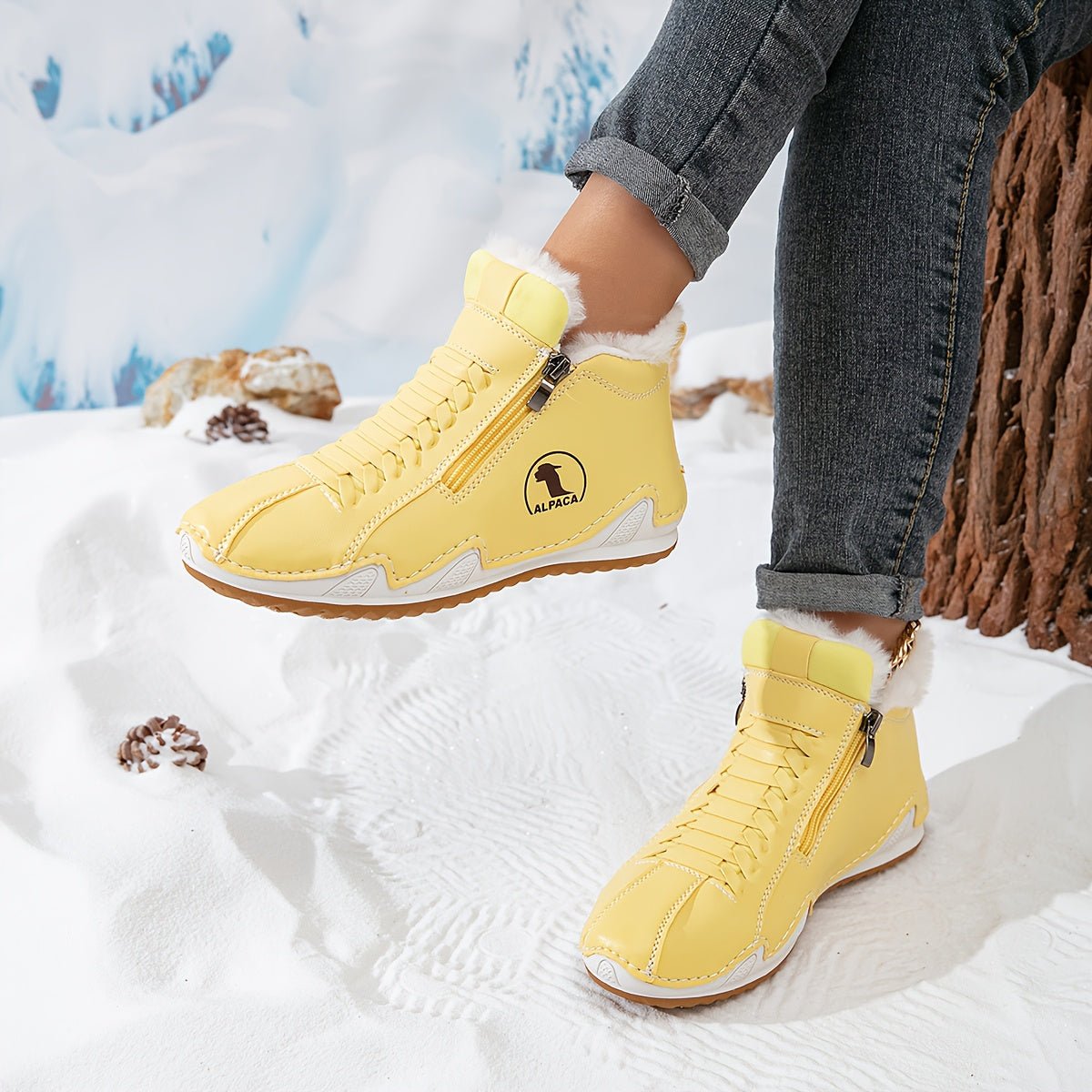 Lavisa - Women's Faux Fur-Lined Lace-Up Winter Ankle Boots