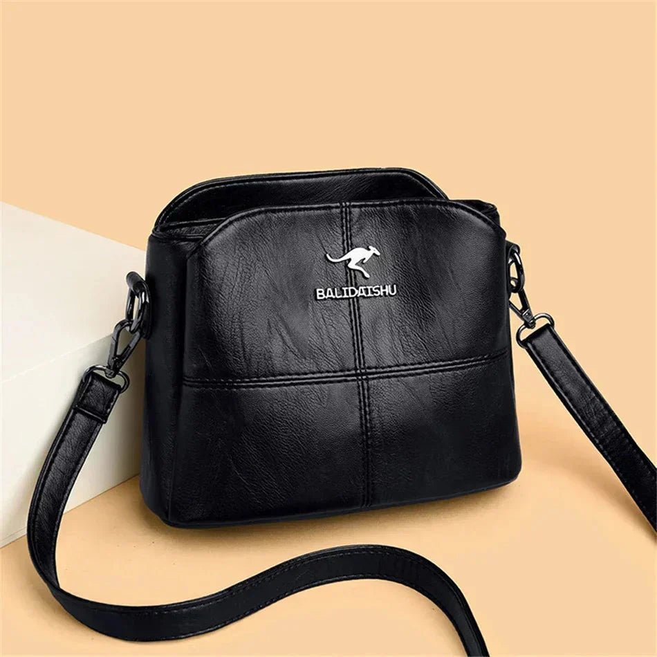 Lavisa - Women's Faux Leather Panelled Zip Crossbody Shoulder Bag