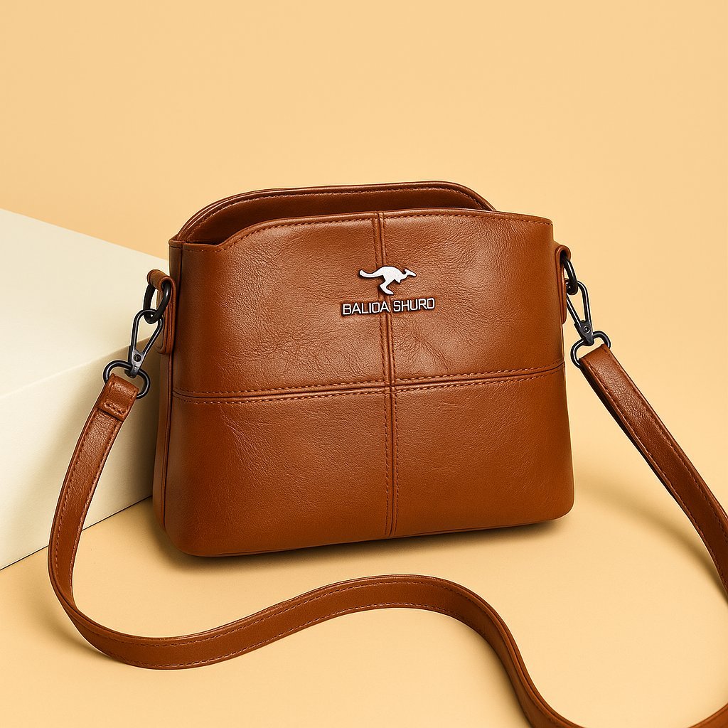 Lavisa - Women's Faux Leather Panelled Zip Crossbody Shoulder Bag