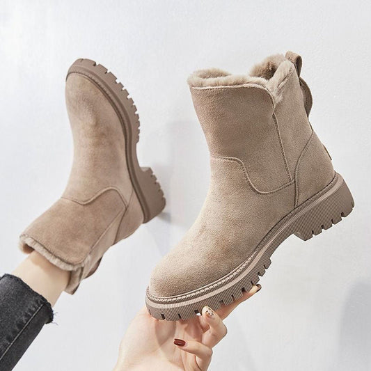 Lavisa - Womens Faux Suede Fleece Lined Slip On Ankle Boots Winter Platform Shoes