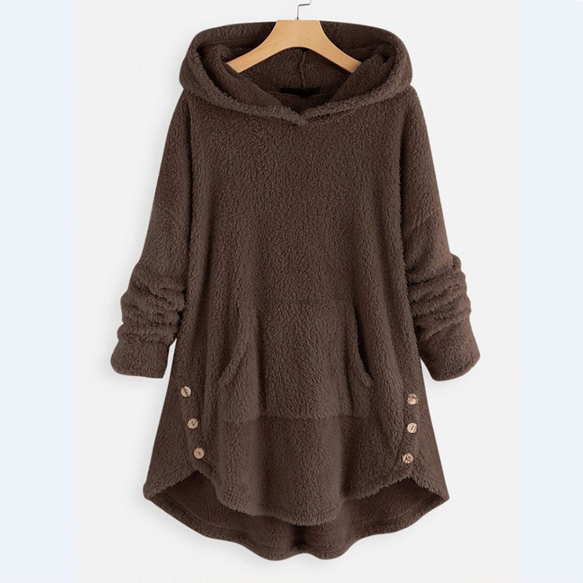 Women's Fleece Hooded Zip-Up Sweater Plush Cat Pocket Jumper - Sole & Material View | Lavisa