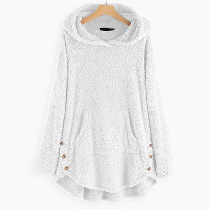 Women's Fleece Hooded Zip-Up Sweater Plush Cat Pocket Jumper - Lifestyle & Model Angle | Lavisa