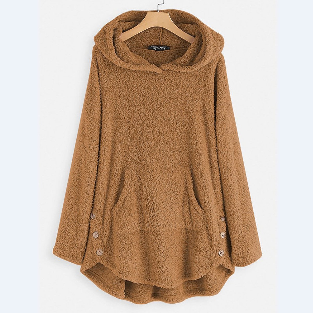 Women's Fleece Hooded Zip-Up Sweater Plush Cat Pocket Jumper - Variant Angle | Lavisa