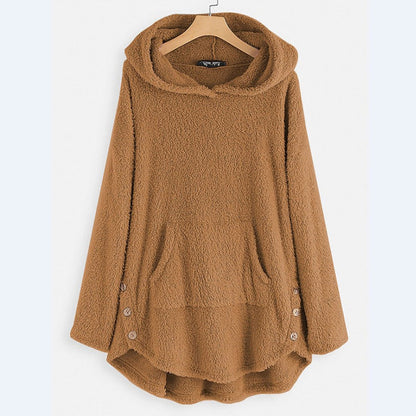 Women's Fleece Hooded Zip-Up Sweater Plush Cat Pocket Jumper - Variant Angle | Lavisa