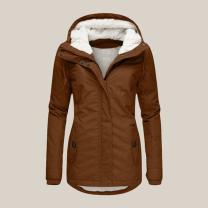 Fleece Lined Hooded Quilted Winter Jacket - Detail & Stitching | Lavisa