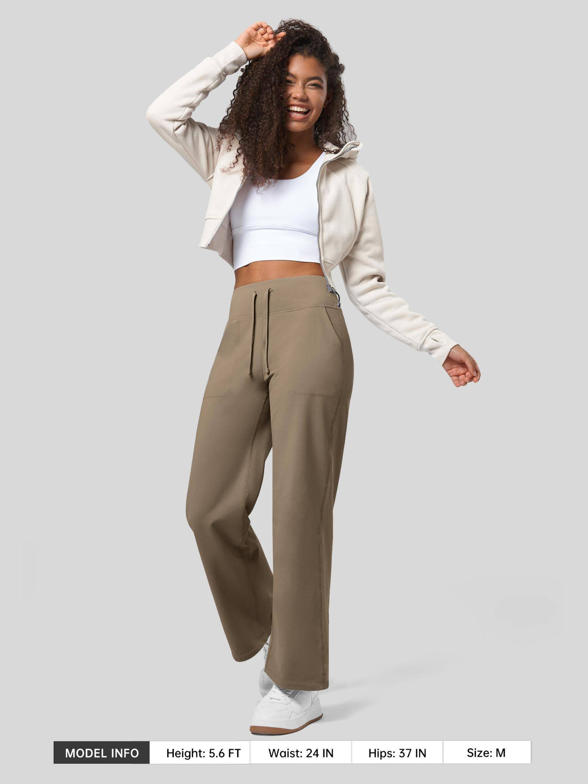 Lavisa - Women's Fleece Lined Wide Leg Lounge Pants with Drawstring