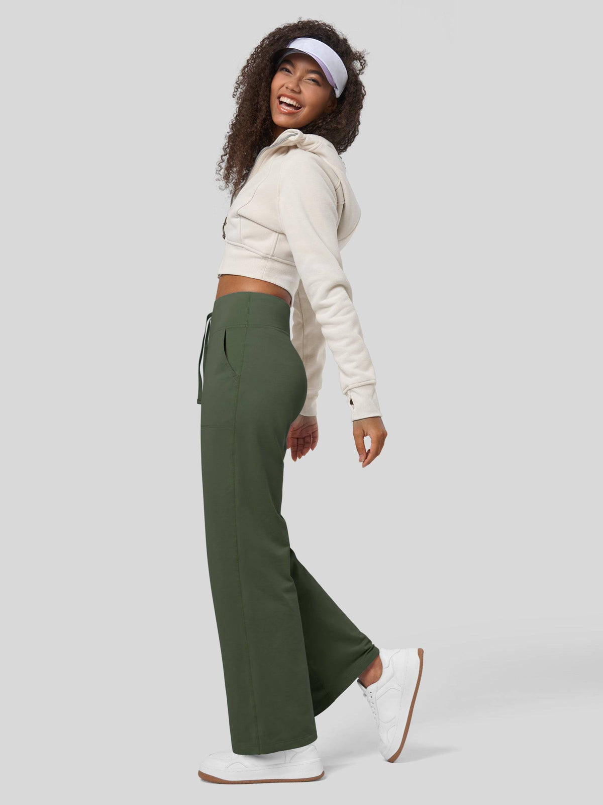 Lavisa - Women's Fleece Lined Wide Leg Lounge Pants with Drawstring