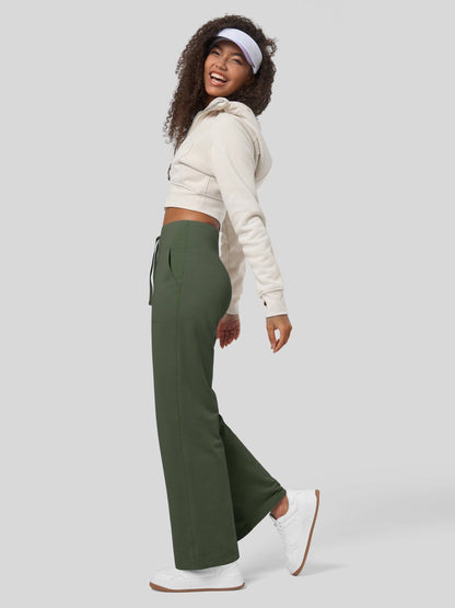 Lavisa - Women's Fleece Lined Wide Leg Lounge Pants with Drawstring